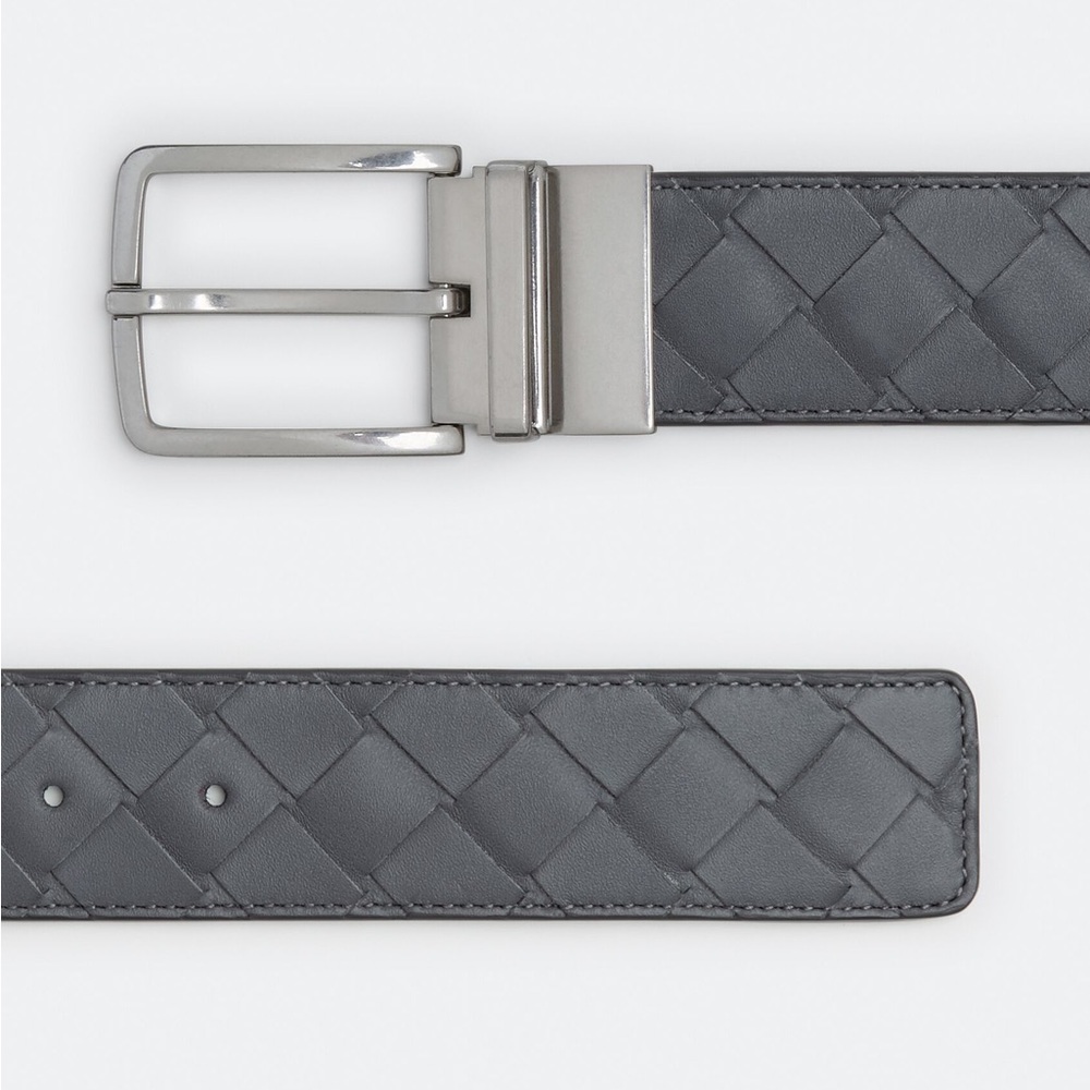 NWT Authentic Bottega Veneta Intriciato Leather Reversible Bi-color Belt 100cm